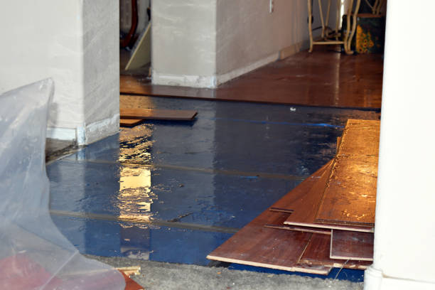Professional Flood Damage Restoration technician working in Plainville, MA